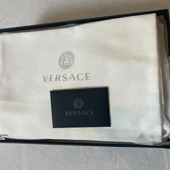 Versace Chain-Print Cotton Espadrille Loafers Pink Size 10B New In Box Authentic - Picture 3 of 13